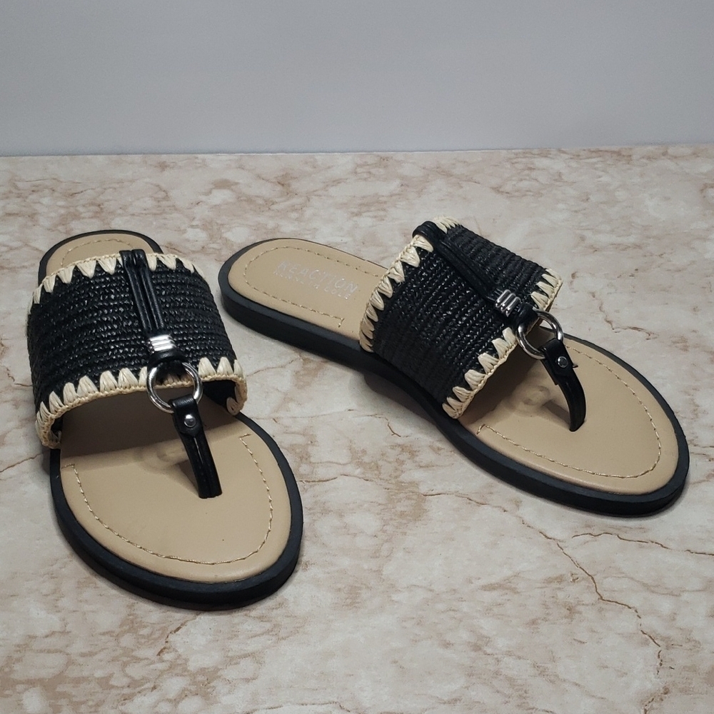 Black and Cream Women's Sandals